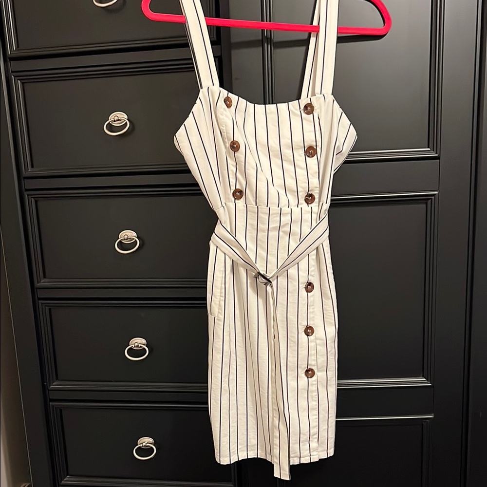 Forever 21 Black Buttoned Tie Front Mini Sundress